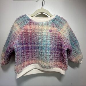 Roxy Cotton Candy Sweater Pink Purple Blue Plaid Girls Sz 18M